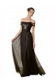 Comprar Negro línea A Hombros Descubiertos Tul Lentejuela Largo Vestidos de dama de honor