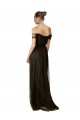 Comprar Negro línea A Hombros Descubiertos Tul Lentejuela Largo Vestidos de dama de honor