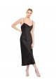 Comprar Negro línea A Tirantes espagueti Midi Satén elástico Corto Formales Vestidos de dama de honor / Vestidos de fiesta / Vestidos de cóctel
