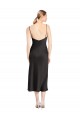 Comprar Negro línea A Tirantes espagueti Midi Satén elástico Corto Formales Vestidos de dama de honor / Vestidos de fiesta / Vestidos de cóctel