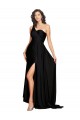 Comprar Negro línea A Un Hombre Satén sedoso Largo Formales Vestidos de dama de honor / Vestidos de fiesta