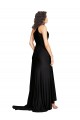 Comprar Negro línea A Un Hombre Satén sedoso Largo Formales Vestidos de dama de honor / Vestidos de fiesta