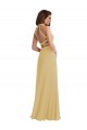 Comprar Oro línea A Halter Gasa Largo Vestidos de dama de honor