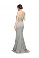 Comprar Ostra Plata Sirena Un Hombre Cuello de Corazón Barrer tren Crepé Elástico Tul Largo Formales Vestidos de dama de honor / Vestidos de fiesta