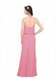 Comprar Piel rosa línea A Halter Cuello Alto Gasa Largo Vestidos de dama de honor