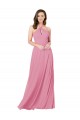 Comprar Piel rosa línea A Halter Gasa Largo Vestidos de dama de honor / Vestidos de fiesta