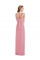 Comprar Piel rosa línea A Halter Gasa Largo Vestidos de dama de honor