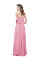 Comprar Piel rosa línea A Tirantes espagueti Gasa Largo Vestidos de dama de honor