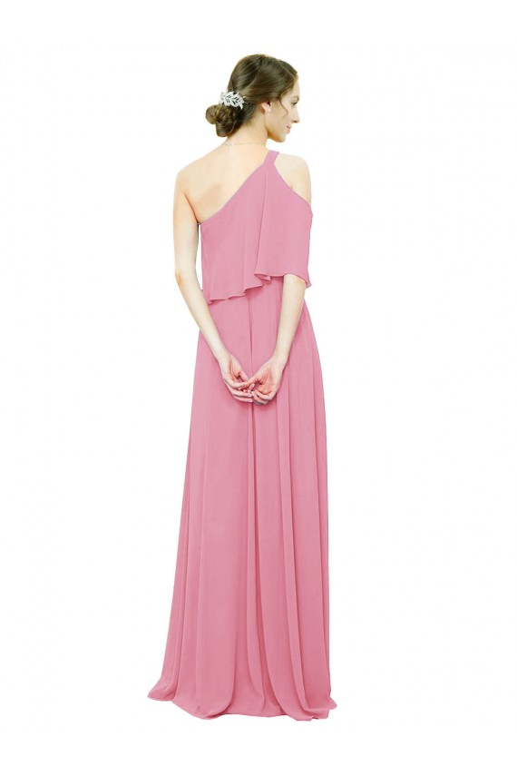 Comprar Piel rosa línea A Un Hombre Gasa Largo Vestidos de dama de honor
