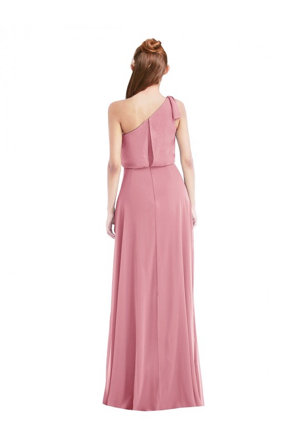 Comprar Piel rosa línea A Un Hombre Gasa Largo Vestidos de dama de honor
