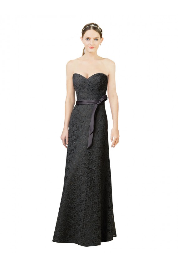 Comprar Pizarra gris Cubierta Cuello de Corazón Encaje Largo Vestidos de dama de honor