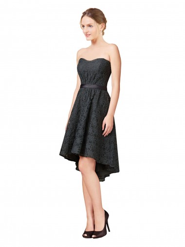 Comprar Pizarra gris línea A Cuello de Corazón Encaje Corto Asimétrico Vestidos de dama de honor / Vestidos de cóctel / Vestidos para homecoming