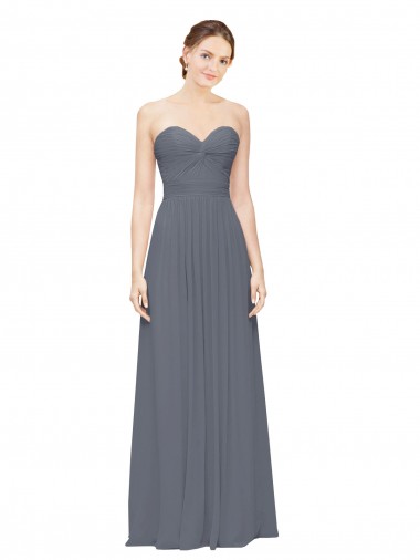 Comprar Pizarra gris línea A Cuello de Corazón Gasa Largo Vestidos de dama de honor