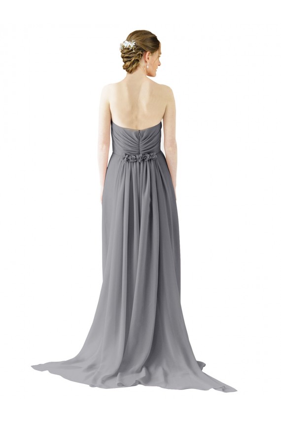 Comprar Pizarra gris línea A Cuello de Corazón Gasa Largo Vestidos de dama de honor