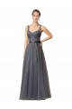 Comprar Pizarra gris línea A Cuello de Corazón Tul Largo Vestidos de dama de honor