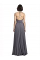 Comprar Pizarra gris línea A Tirantes espagueti Halter Gasa Largo Vestidos de dama de honor