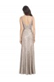 Comprar Plata Cubierta Cuello en V Cuello Alto Lentejuela Lentejuelas brillantes Largo Formales Vestidos de dama de honor / Vestidos de fiesta
