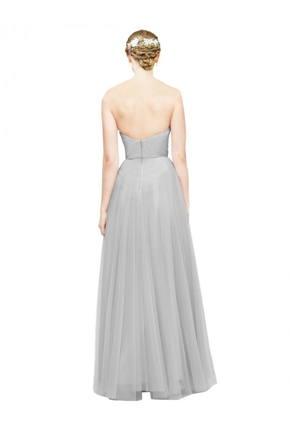 Comprar Plata línea A Cuello de Corazón Tul Largo Vestidos de dama de honor