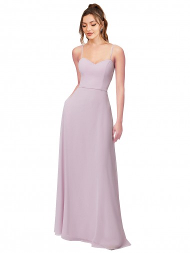 Comprar Resplandor rosa línea A Cuello de Corazón Gasa Largo Vestidos de dama de honor
