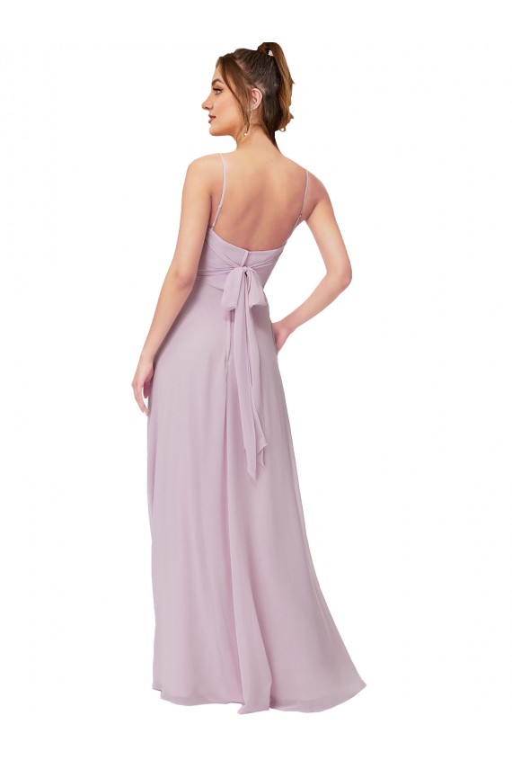 Comprar Resplandor rosa línea A Cuello de Corazón Gasa Largo Vestidos de dama de honor