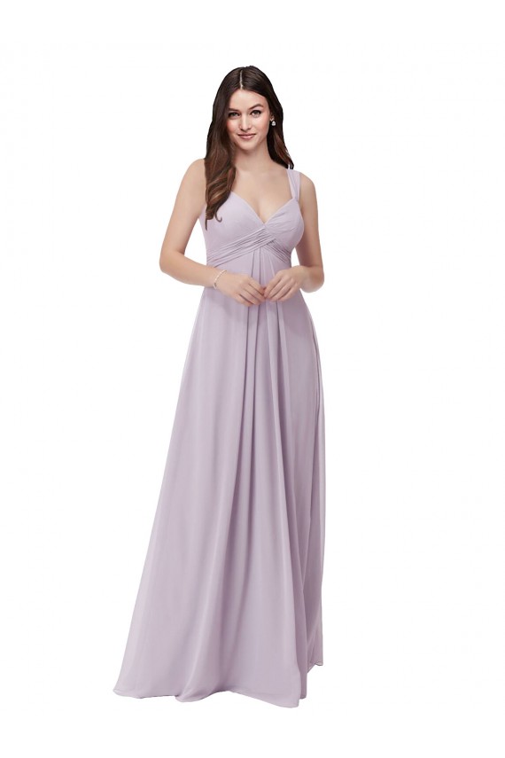 Comprar Resplandor rosa línea A Cuello en V Gasa Largo Vestidos de dama de honor