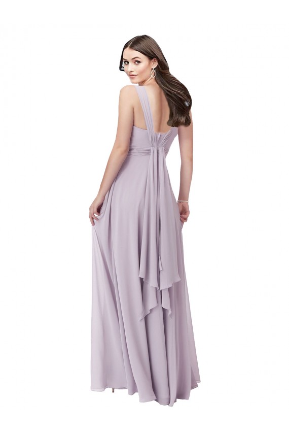 Comprar Resplandor rosa línea A Cuello en V Gasa Largo Vestidos de dama de honor