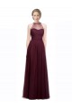 Comprar Rojo 74 línea A Halter Ilusión Tul Largo Vestidos de dama de honor