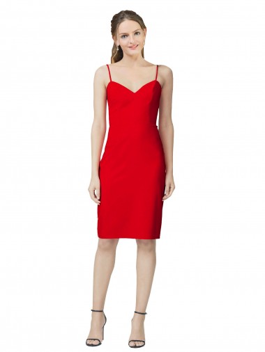 Comprar Rojo Cubierta Cuello de Corazón Cóctel Crepé Elástico Corto Formales Vestidos de dama de honor / Vestidos de fiesta / Vestidos de cóctel