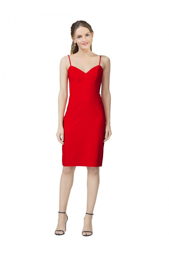 Comprar Rojo Cubierta Cuello de Corazón Cóctel Crepé Elástico Corto Formales Vestidos de dama de honor / Vestidos de fiesta / Vestidos de cóctel