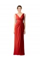Comprar Rojo Cubierta Cuello en V Gasa Largo Vestidos de dama de honor