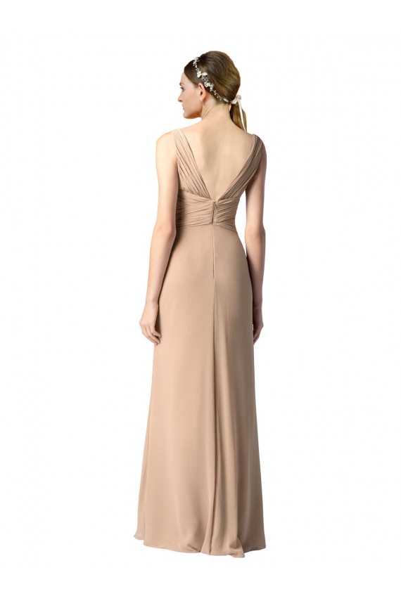 Comprar Rojo Cubierta Cuello en V Gasa Largo Vestidos de dama de honor