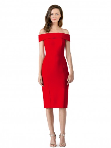 Comprar Rojo Cubierta Hombros Descubiertos Cóctel Crepé Elástico Corto Formales Vestidos de dama de honor / Vestidos de fiesta / Vestidos de cóctel