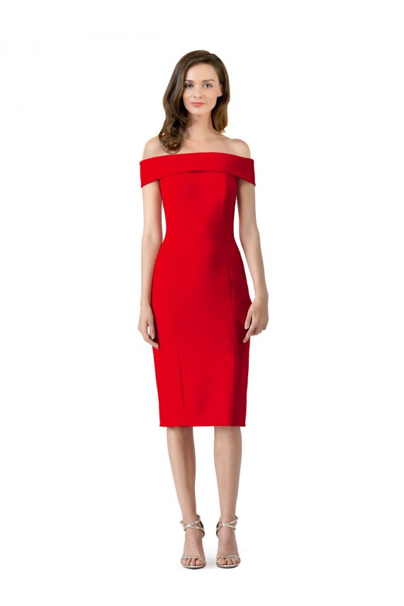 Comprar Rojo Cubierta Hombros Descubiertos Cóctel Crepé Elástico Corto Formales Vestidos de dama de honor / Vestidos de fiesta / Vestidos de cóctel