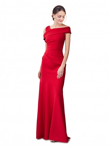 Comprar Rojo Sirena Crepé Elástico Largo Formales Vestidos de dama de honor / Vestidos de fiesta
