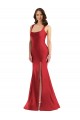 Comprar Rojo Sirena Cuadrado Satén sedoso Largo Formales Vestidos de dama de honor / Vestidos de fiesta