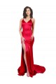 Comprar Rojo Sirena Cuello de Corazón Satén elástico Largo Formales Vestidos de dama de honor / Vestidos de fiesta