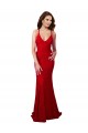 Comprar Rojo Sirena Cuello en V Encaje Largo Formales Vestidos de dama de honor / Vestidos de fiesta