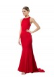 Comprar Rojo Sirena Halter Cuello Alto Crepé Elástico Largo Formales Vestidos de dama de honor / Vestidos de fiesta