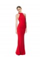 Comprar Rojo Sirena Halter Cuello Alto Crepé Elástico Largo Formales Vestidos de dama de honor / Vestidos de fiesta