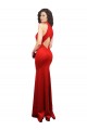 Comprar Rojo Sirena Halter Satén elástico Largo Formales Vestidos de dama de honor / Vestidos de fiesta