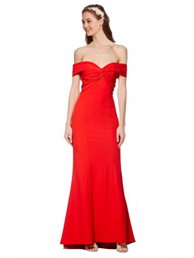 Comprar Rojo Sirena Hombros Descubiertos Crepé Elástico Largo Formales Vestidos de dama de honor / Vestidos de fiesta