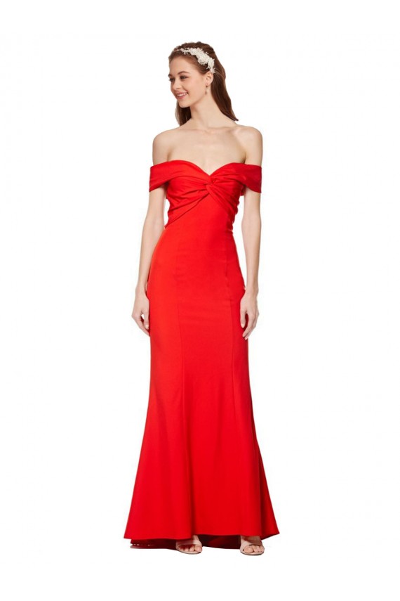 Comprar Rojo Sirena Hombros Descubiertos Crepé Elástico Largo Formales Vestidos de dama de honor / Vestidos de fiesta