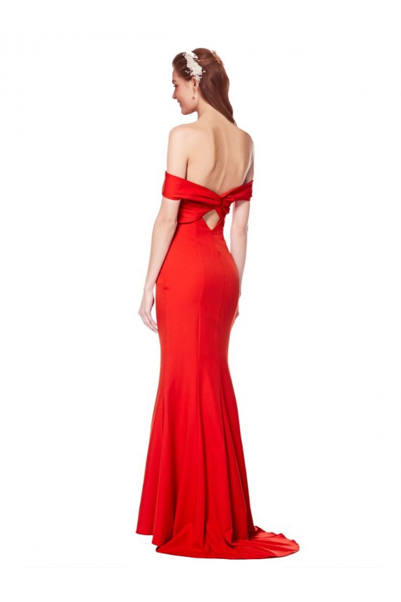 Comprar Rojo Sirena Hombros Descubiertos Crepé Elástico Largo Formales Vestidos de dama de honor / Vestidos de fiesta