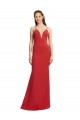 Comprar Rojo Sirena Tirantes espagueti Cuello en V Crepé Elástico Largo Formales Vestidos de dama de honor / Vestidos de fiesta