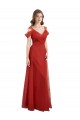 Comprar Rojo línea A Cuello de Corazón Tul Largo Vestidos de dama de honor