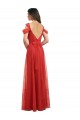 Comprar Rojo línea A Cuello de Corazón Tul Largo Vestidos de dama de honor