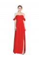 Comprar Rojo línea A Hombros Descubiertos Crepé Elástico Largo Formales Vestidos de dama de honor / Vestidos de fiesta