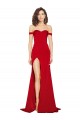 Comprar Rojo línea A Hombros Descubiertos Satén sedoso Largo Formales Vestidos de dama de honor / Vestidos de fiesta