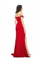 Comprar Rojo línea A Hombros Descubiertos Satén sedoso Largo Formales Vestidos de dama de honor / Vestidos de fiesta