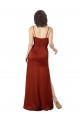 Comprar Rojo línea A Tirantes espagueti Cuadrado Satén sedoso Largo Formales Vestidos de dama de honor / Vestidos de fiesta